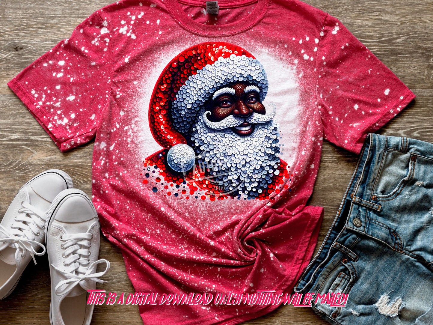 Melanin Santa Christmas sweater design png , Sequin glitter effect, Christmas Png, Black Santa, Christmas png, Christmas Sublimation,dtf png