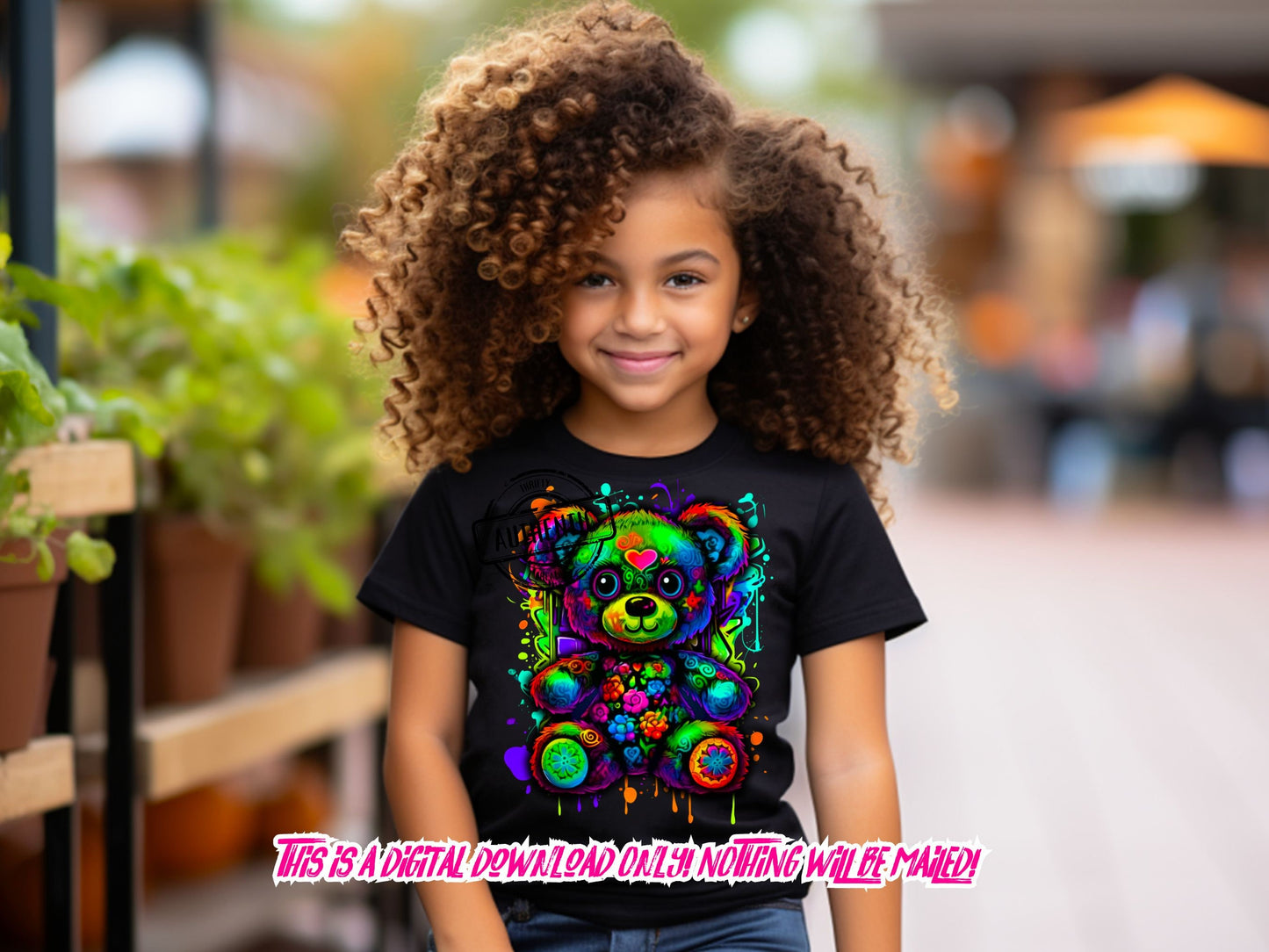 Colorful Teddy Bear Png design for tshirts, sublimation designs, and DTF prints.  T shirt graphics for kids - © Thrifty Creators Original
