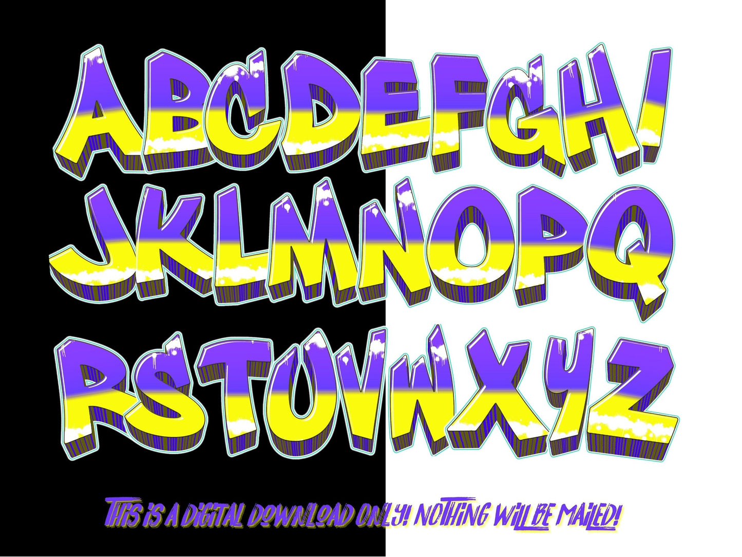 Graffiti PNG Alphabet Set - Vibrant, Colorful Alpha Bundle with Transparent Background - Digital Download - Thrifty Creators Original Design