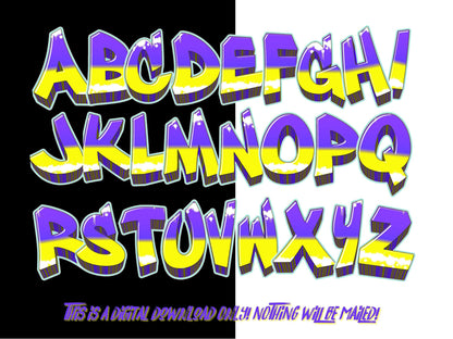 Graffiti PNG Alphabet Set - Vibrant, Colorful Alpha Bundle with Transparent Background - Digital Download - Thrifty Creators Original Design
