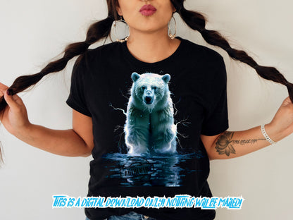 Polar Bear and Lightning Png for DTF - Best for Black Backgrounds - Thrifty Creators Original 2.12.2024