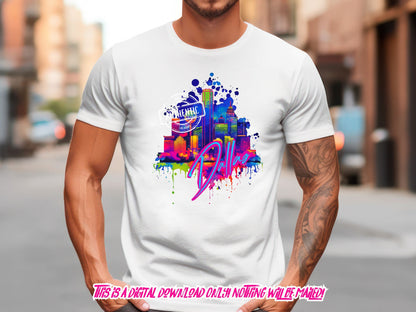 Dallas City Skyline at Night, neon png - DTF, screenprint, clipart and sublimation png -Thrifty Creators Copyright 3.8.2024