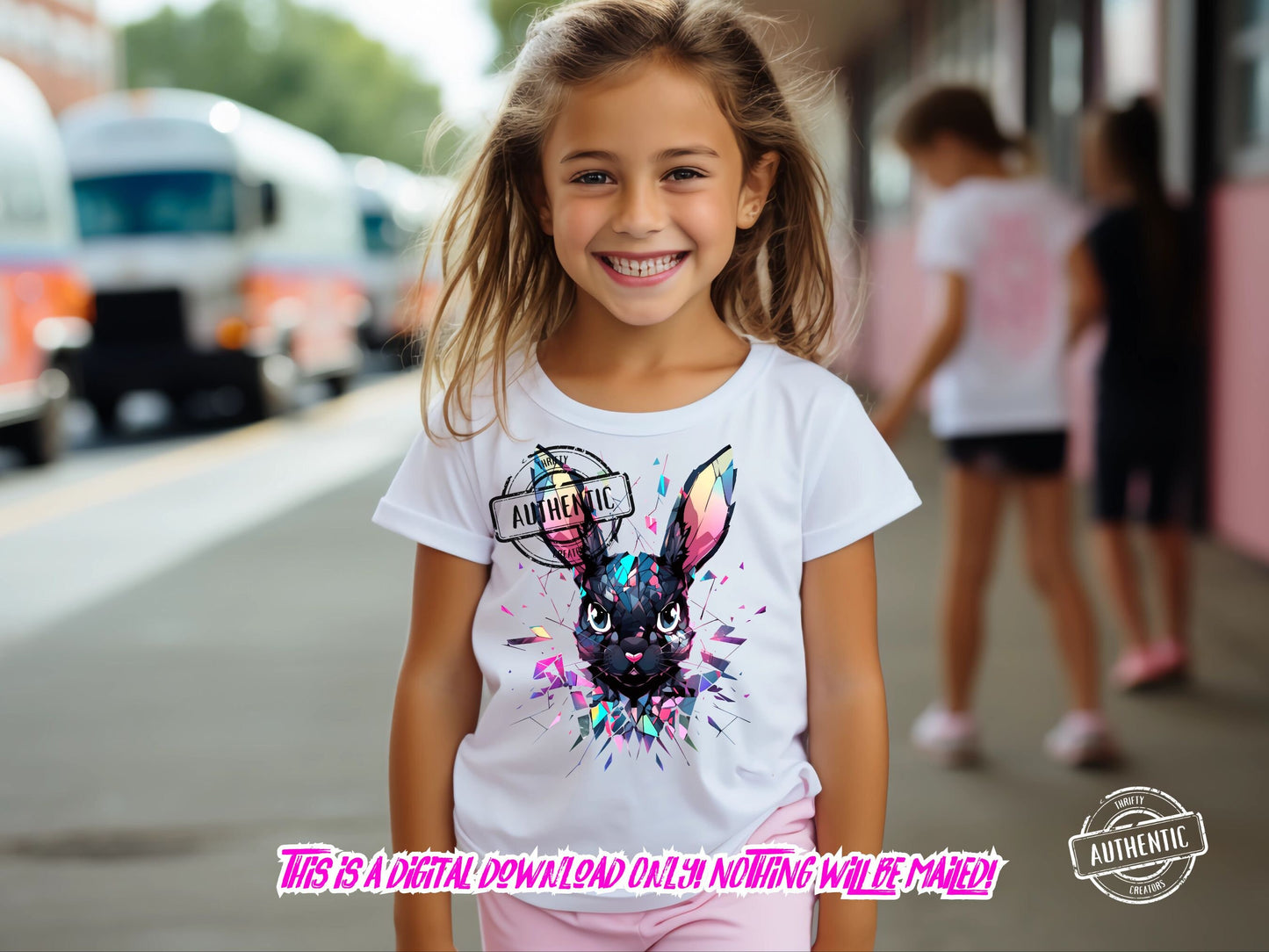 Shattered Bunny 2 png design for t-shirt designs, Dtf designs and sublimation - Thrifty Creators Original Design 3.2.2024