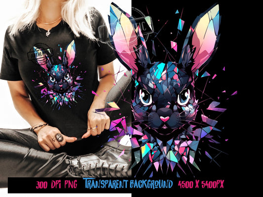 Shattered Bunny 2 png design for t-shirt designs, Dtf designs and sublimation - Thrifty Creators Original Design 3.2.2024
