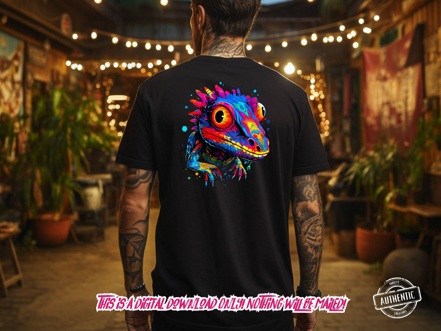 Vibrant Colorful Gecko png design for t-shirt designs, Dtf designs and sublimation - Thrifty Creators Original Design 3.2.2024
