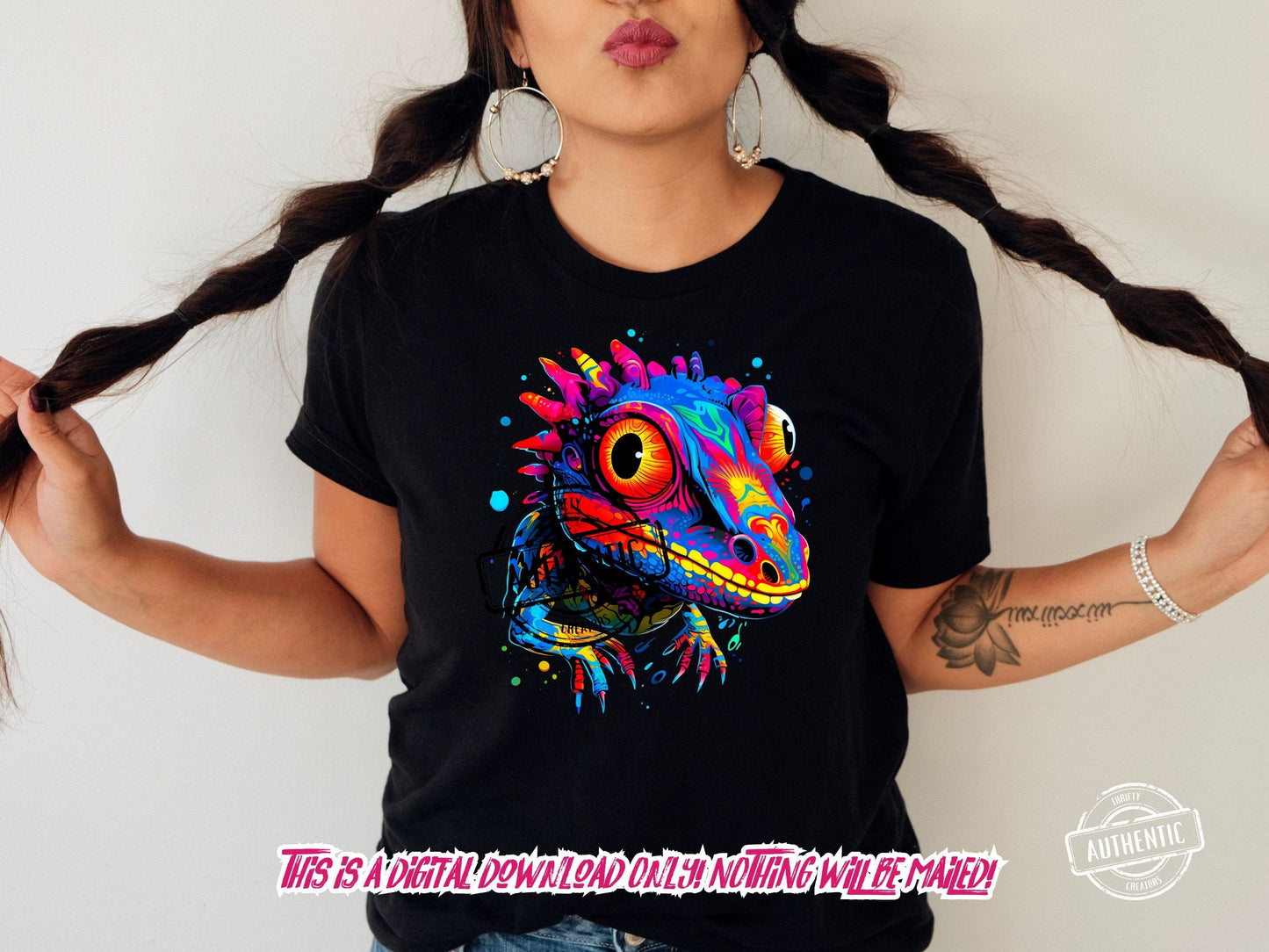 Vibrant Colorful Gecko png design for t-shirt designs, Dtf designs and sublimation - Thrifty Creator