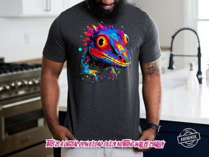 Vibrant Colorful Gecko png design for t-shirt designs, Dtf designs and sublimation - Thrifty Creator